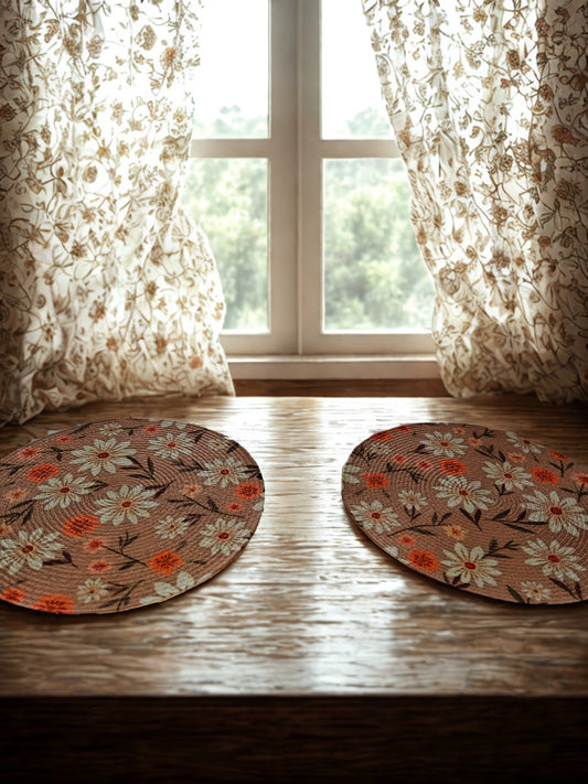 Aara – Floral Round Mats - (Set of 4)