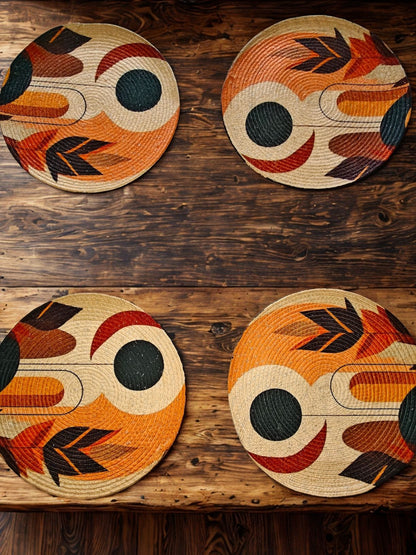 Aangan – Braided Round Mats - (Set of 4)